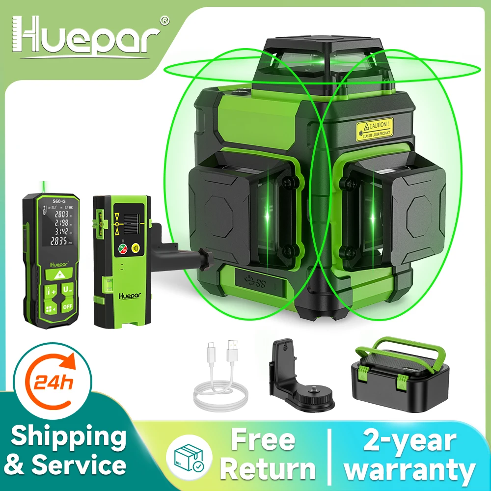 Stud Finder With Laser Level - Huepar HM03CG Nivel láser Rayo verde