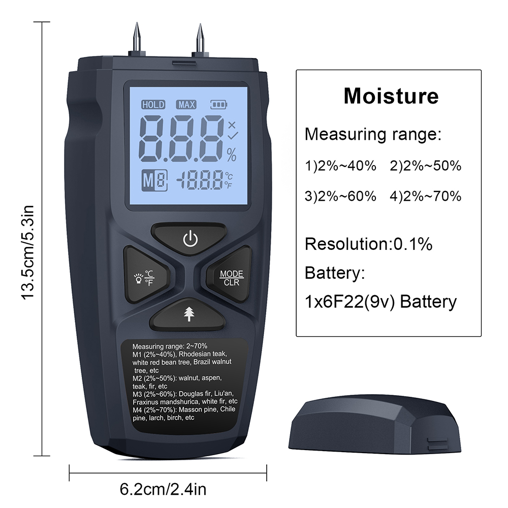 Moisture Meter Wall Wood - Higrómetro preciso con pantalla LCD grande,