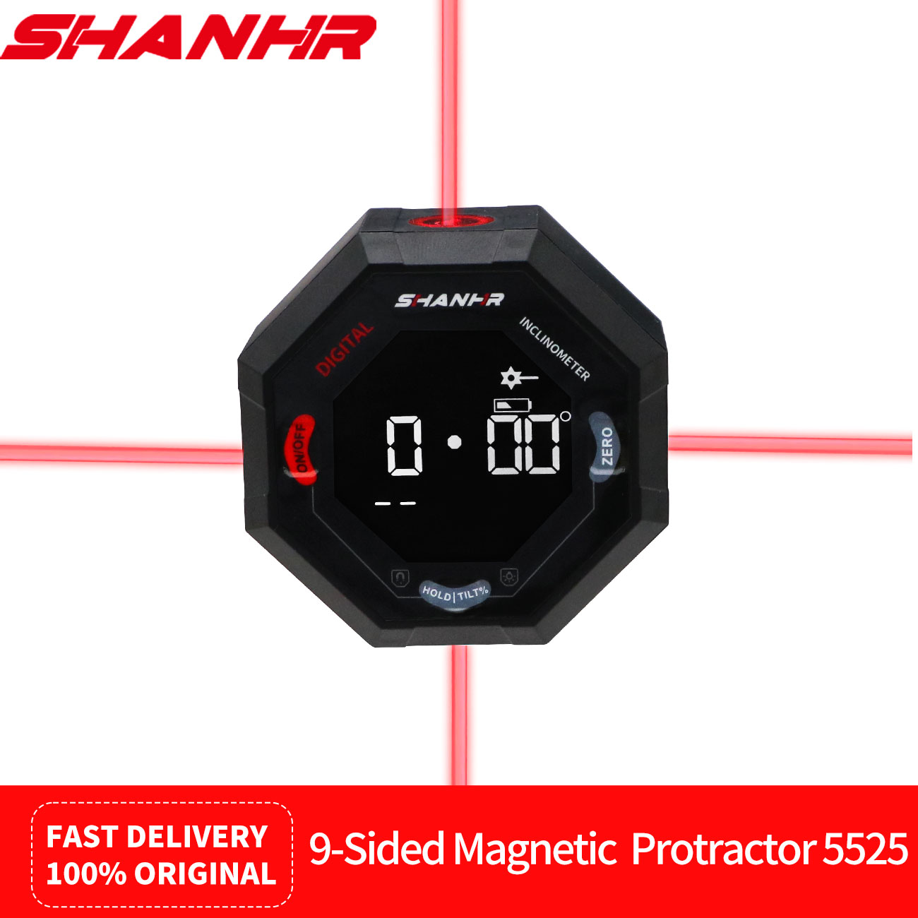Stud Finder With Laser Level - SHANHR Medidor de Ángulo Digital Octagonal