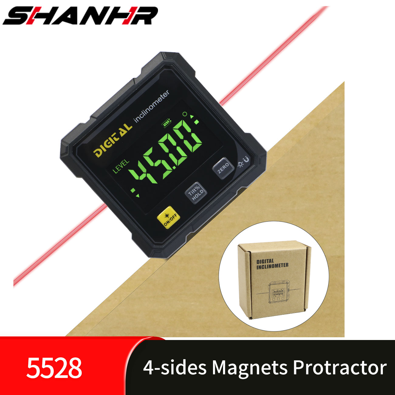 Stud Finder With Laser Level - SHANHR Buscador de ángulo digital con