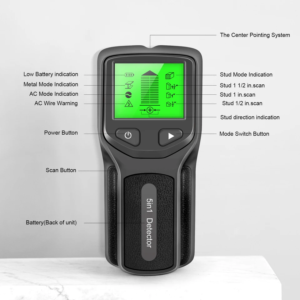 Detector de Metales 5 en 1, me - Stud Finder Wall Scanner 5 In 1 reseña y precio