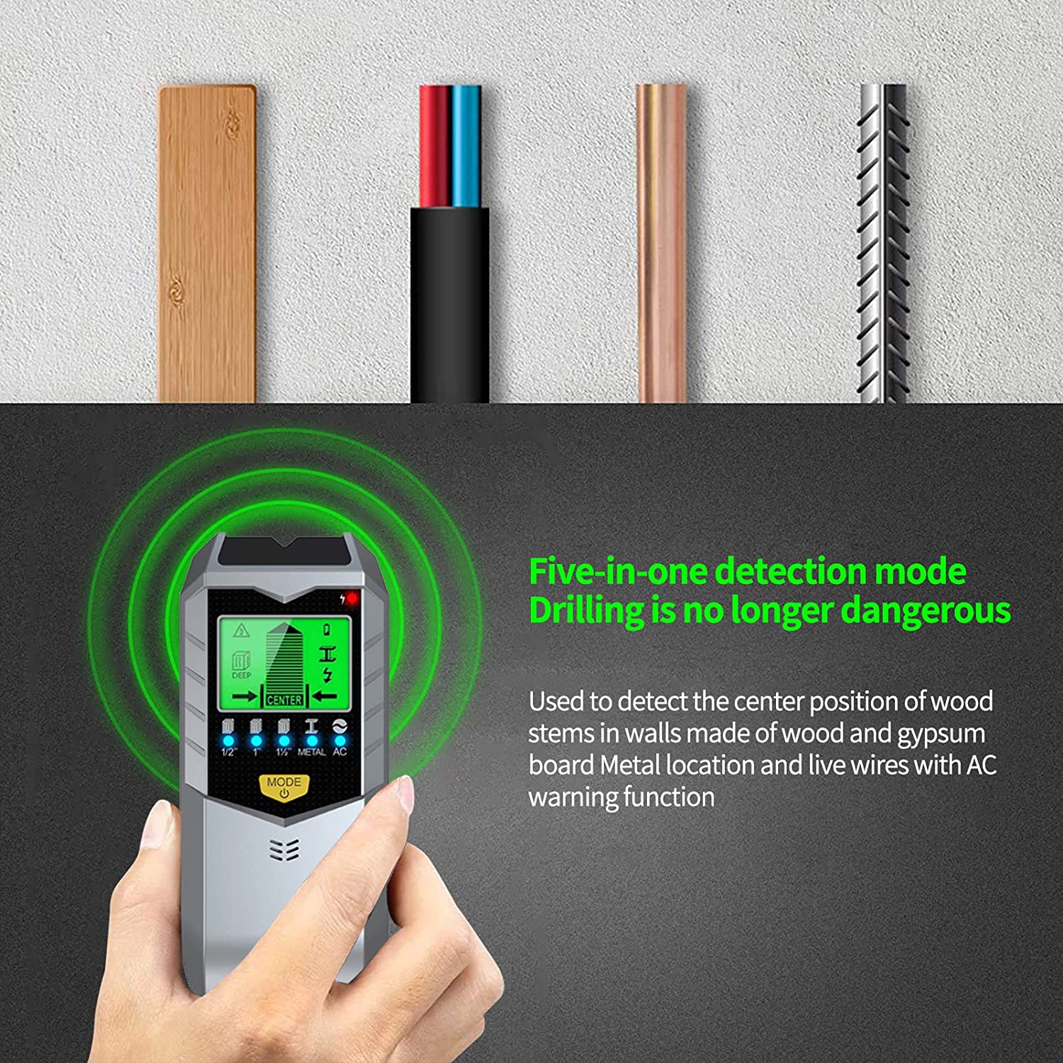 Detector de pared electrónico  - Stud Finder Wall Scanner 5 In 1 reseña y precio