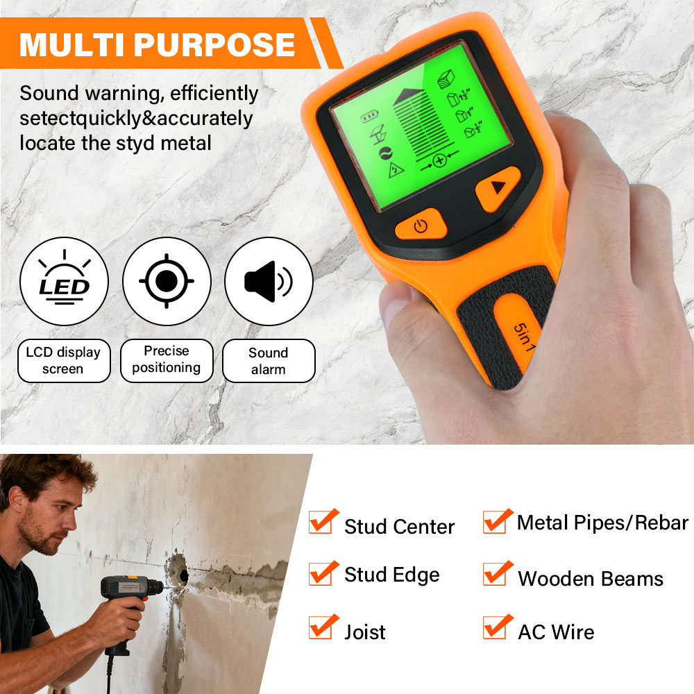 Detector de vigas de pared 5 e - Wall Scanner Rebar Detector reseña y precio