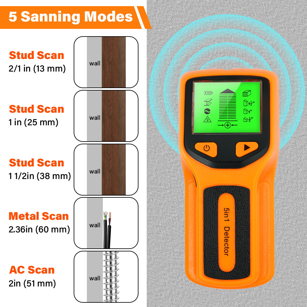 Detector de clavos 5 en 1, esc - Stud Finder Wall Scanner 5 In 1 reseña y precio